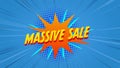 Massive saleÃÂ graphicÃÂ in orange explosion on blue background